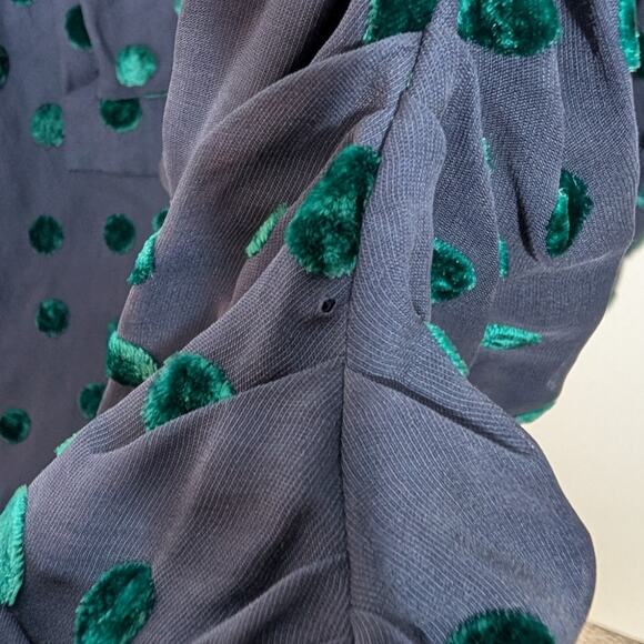 Magda Butrym Cuzco Sheer Velvet Polka Dot Cocktail Dress Blue Silk Blend Size 4 - Picture 9 of 13